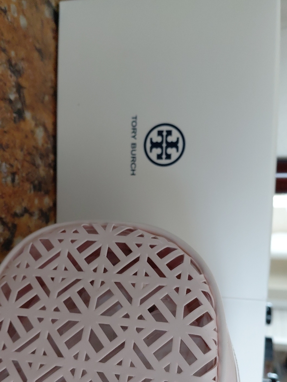 Tory Burch Light Pink Laser-Cut Cosmetic Case